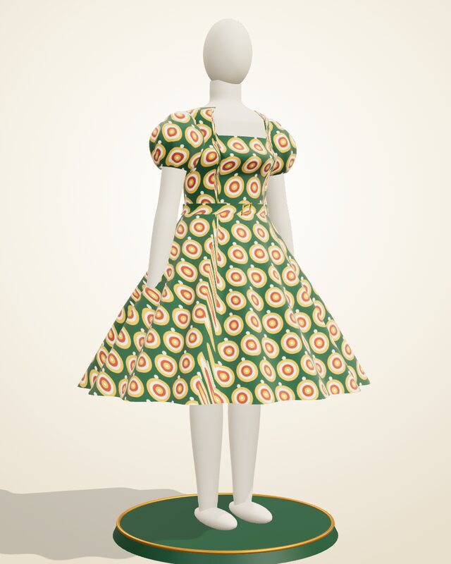 Ankara flare dress on the C-Mes 3D mannequin